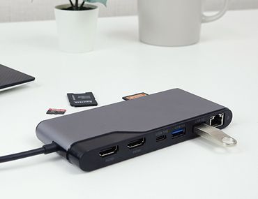USB Hub - Add extra USB-A, USB-C, SD card, and Ethernet ports to your laptop to boost efficiency for daily work.