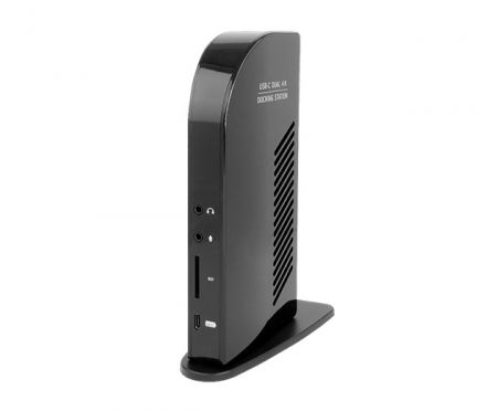 USB-C Dual 4K Display Docking Station Vertical design - 2 legacy DP/HDMI ports extend 2 displays at 4K60Hz resolution