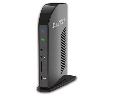 USB-C Triple 4K Display Docking Station Vertical Design - Video capability: Triple 4K60 via 3x DP/HDMI