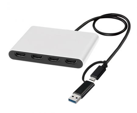 USB-C Universal Quad 4K Display Adapter with PD pass-thru & USB-CtoA Adapter - USB-C Universal Quad 4K Display Adapter with PD pass-thru