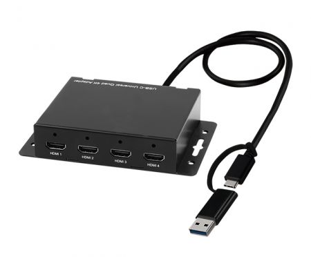 USB-C Universal Quad 4K Display Adapter with PD pass-thru & USB-CtoA Adapter & two-bracket design - USB-C Universal Quad 4K Display Adapter with PD pass-thru