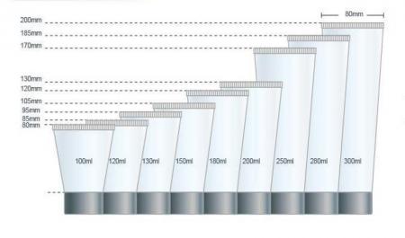 Lotion Tube Packaging Diameter 50mm Volume chart
