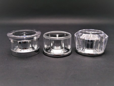 Acrylic cap with silver plating inner cap.