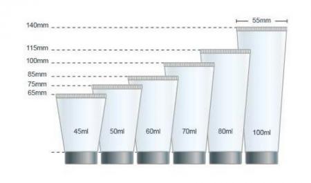Gráfico de volumen del envase de tubo de gel de diámetro 35 mm