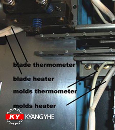 Mesin Pemotong Lipatan Ujung Label - Suku cadang mesin pemotong dan lipat label KY untuk pemanas dan termo-sensor.