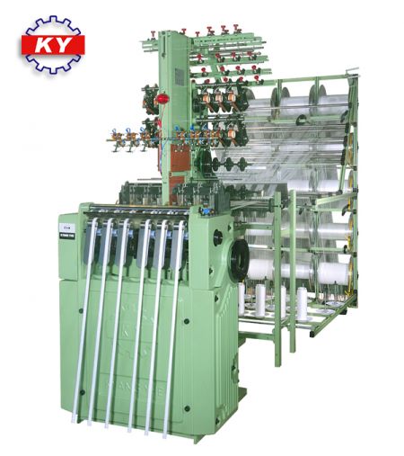 Stroj na tkaní úzkých textilií typu Swiss - Stroj na úzké tkaniny typu KY Swiss.