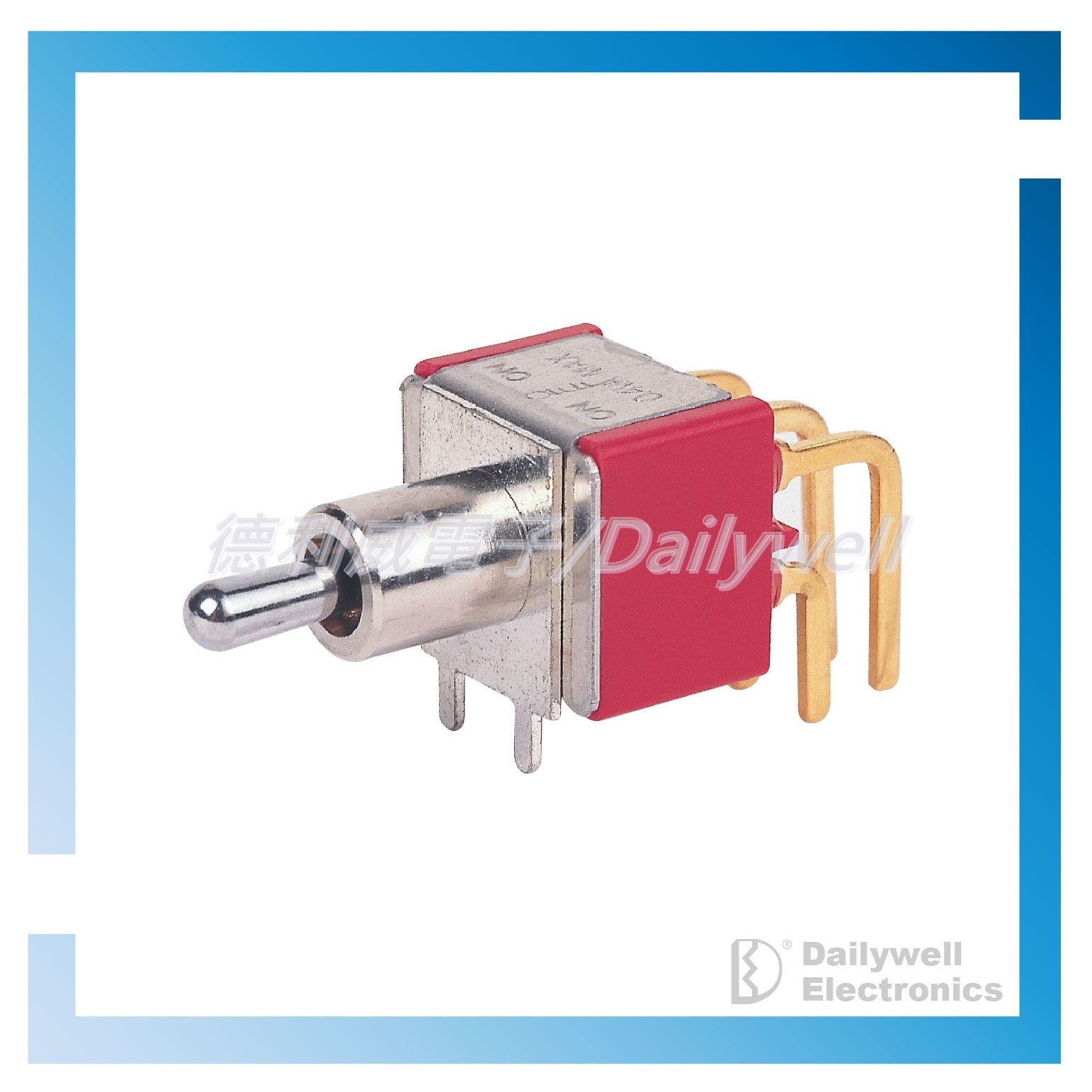 Vandret bevægelig miniatyr vippekontakt med guld lige vinkel terminal