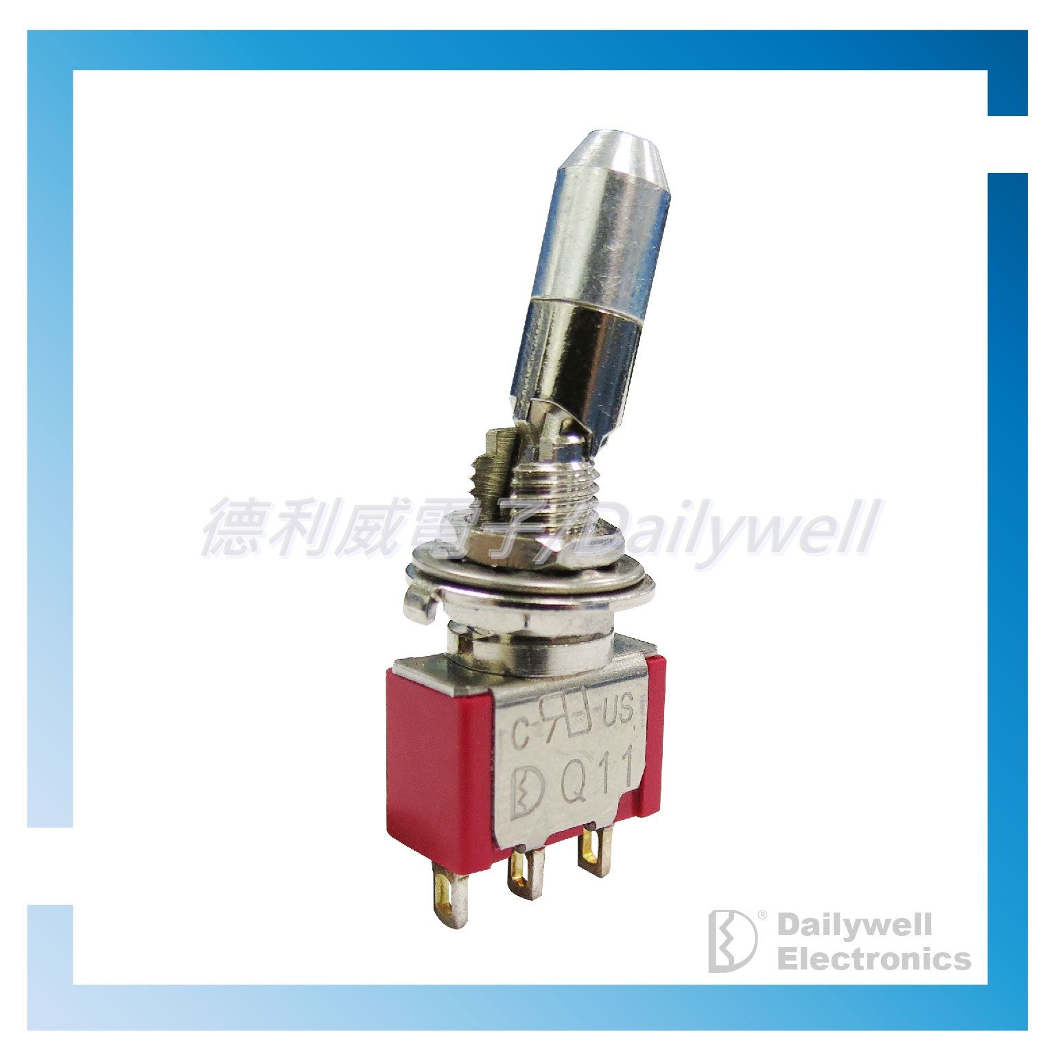 Miniatyr vippekontakt med låsearm