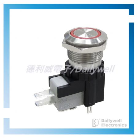 19mm High current metal switch with illuminate ring