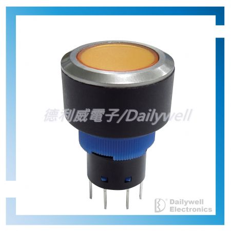 22mm Pushbutton switch with yellow LED - KPB22 series
