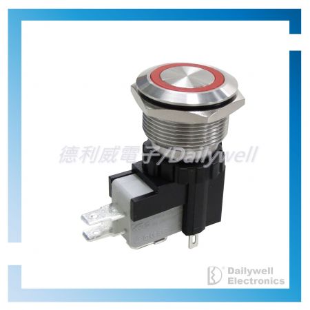 22mm High current metal switch with red illuminate ring