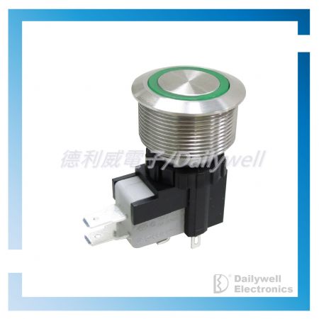 25mm High current metal switch with green illuminate ring