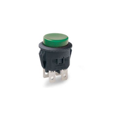 Green round cap pushbutton switch with LED