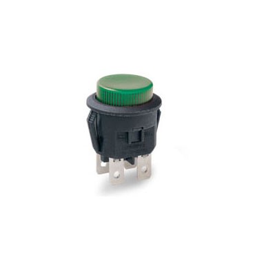 Interruttore a pulsante con cappuccio rotondo verde con LED