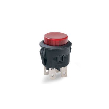 Red round cap pushbutton switch with LED