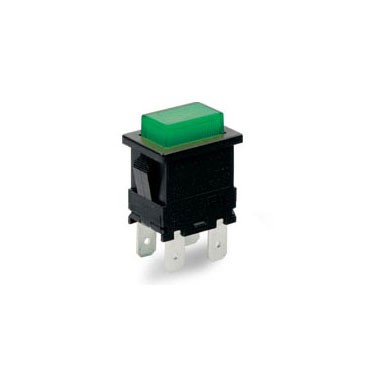 Interrupteur à bouton poussoir avec capuchon vert et LED