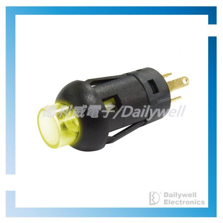 Pushbutton switch with yellow LED