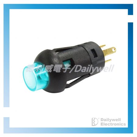 Pushbutton switch with blue LED