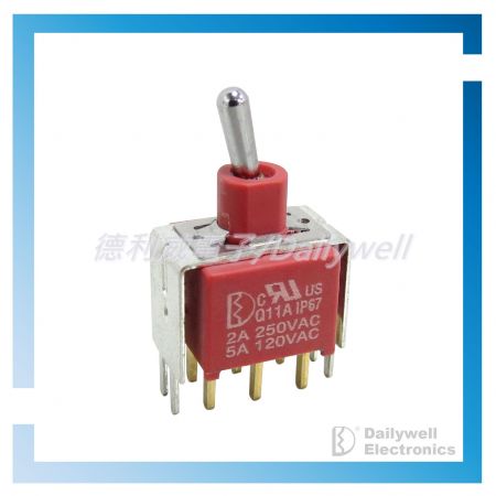 Vertical moving sealed miniature toggle switch