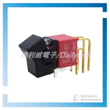 Герметичный миниатюрный рокерный переключатель с угловым выводом