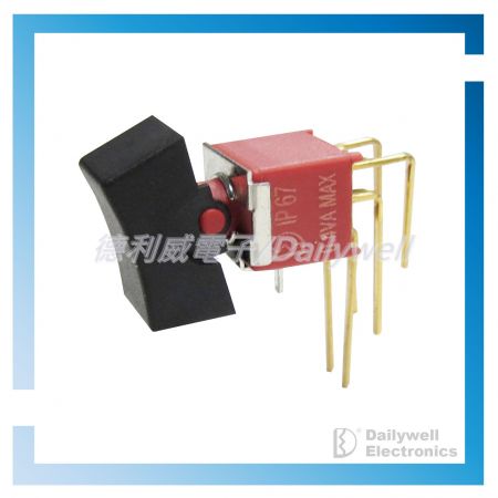 Vertikal bevægende tætsluttende sub-miniature vippekontakt