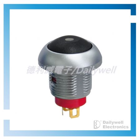 Sub-miniature metal pushbutton switch with LED
