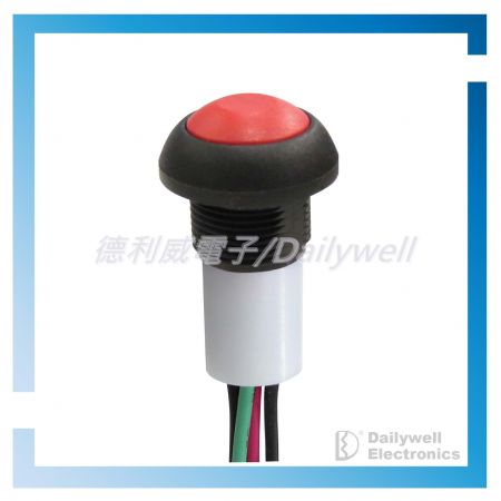 Sub-miniature pushbutton switch with LED and cable harness
