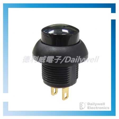 Sub-miniature pushbutton switch with high flat cap and LED