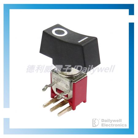 Sub-miniature rocker switch with snap-in terminal