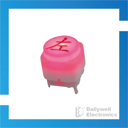 Red light tact switch with letter on cap
