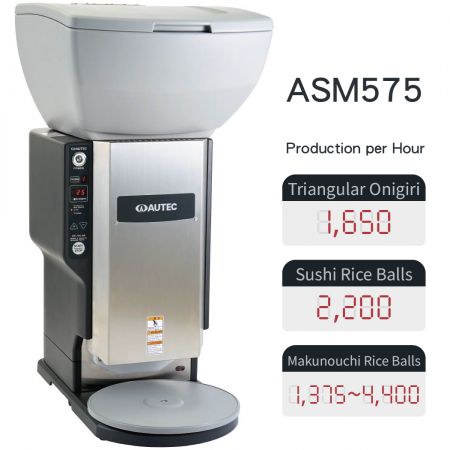 Multi-Function Rice Ball Machine - The AUTEC ASM575 is a high-performance commercial rice ball forming machine. It produces triangular onigiri, sushi rice balls, and makunouchi rice balls with zero Teflon coating and superior heat retention.