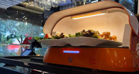 food delivery robot - salad demonstration