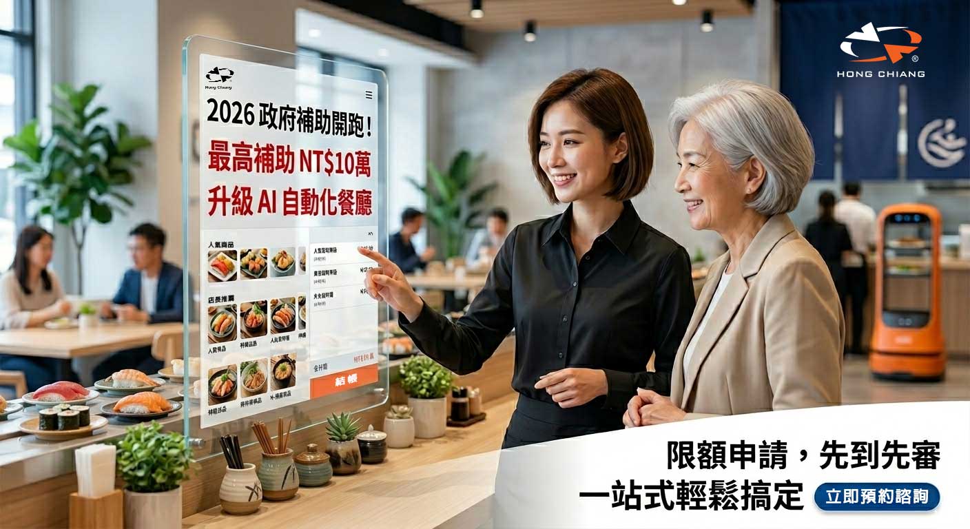 【限額申請】2026 智慧餐飲轉型補助開跑!鴻匠科技助您領取 10 萬補助,打造 AI 自動化餐廳