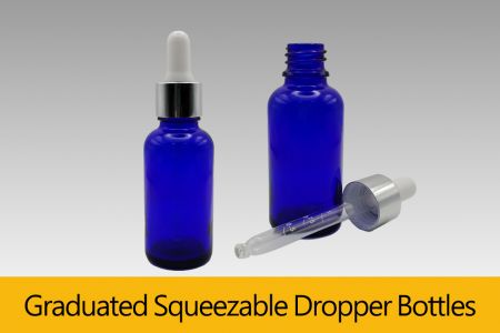 絞り出し可能なドロッパーボトル用には、さまざまなサイズ（30ml、50ml）のパッケージをプラスチック（LDPE & PET）とガラス材料の両方で提供しています。