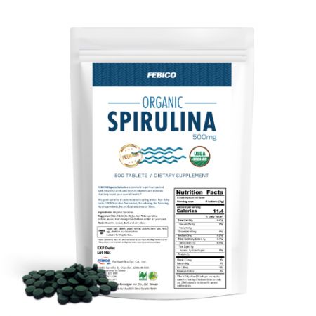 Febico Organic Spirulina 500mg Tablets (250g) - 100% Organic Spirulina tablets