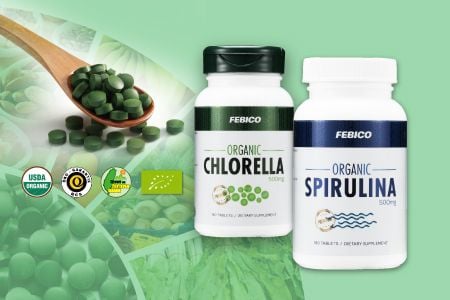 Febico produit de la Chlorella biologique et de la Spiruline biologique riches en composés phytochimiques