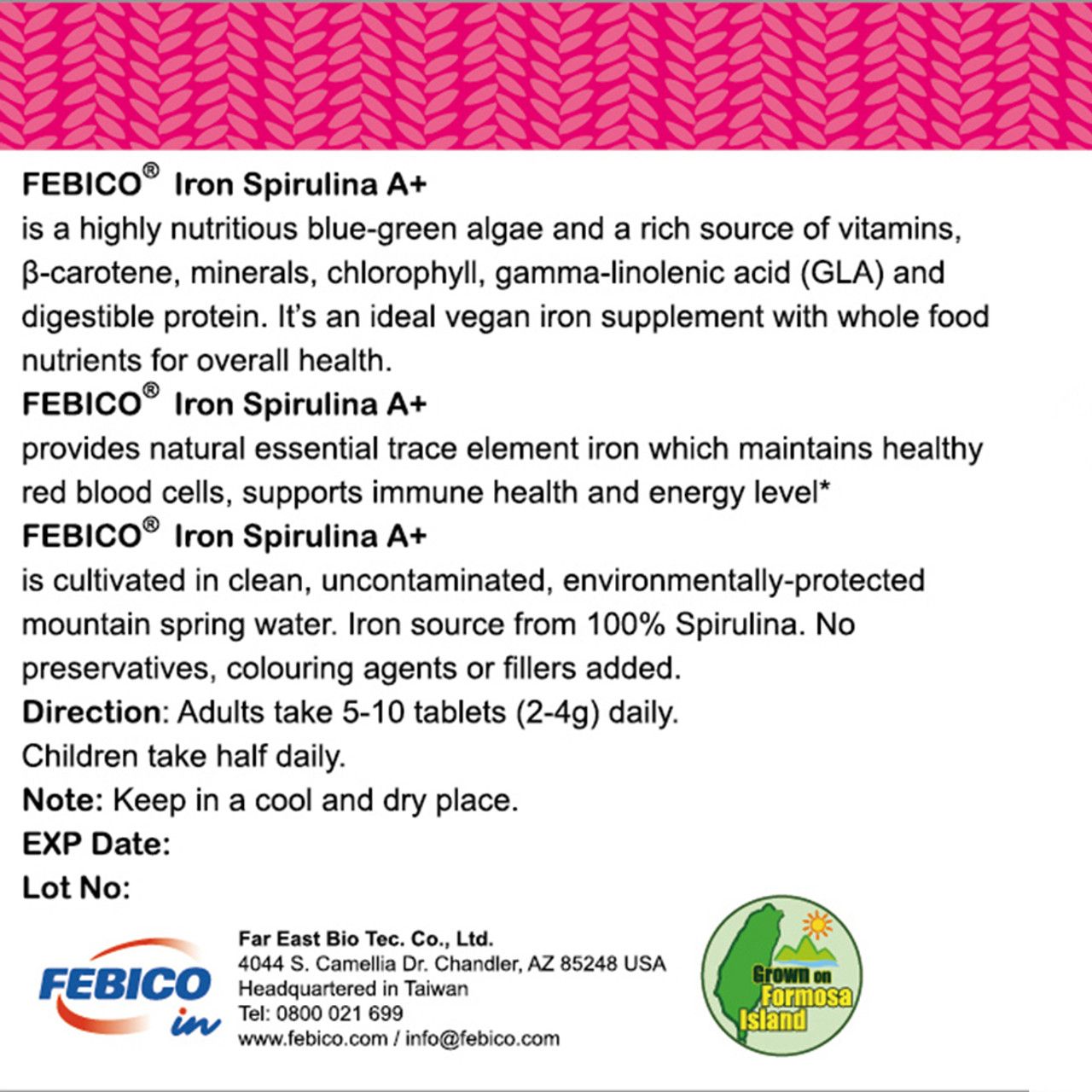 Iron Enriched Spirulina Tablets Spirulina PlantBased Iron Sources TaiwanBased Organic