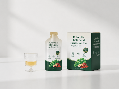 Shot di integratore botanico di clorella - Chlorella Botanical Supplement Shot 30 mL pouch and 12-sachet box