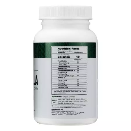 Biologisch Chlorella poeder 100g Voedingswaarde