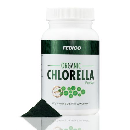 Pudră organică de Chlorella Febico - Pulbere de Chlorella Superfoods organic