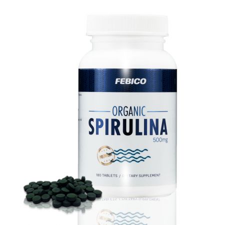 Comprimidos de Spirulina Orgânica 500mg da Febico - Comprimidos de Spirulina Orgânica certificada pelo USDA