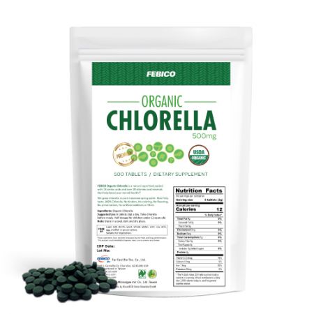 Comprimate de Chlorella organică cu perete celular spart Febico - Comprimate bio organice de Chlorella