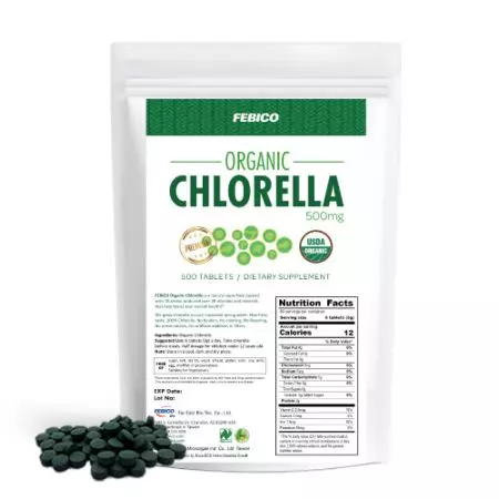 Organiczne Tabletki z Chlorellą z Pękniętą Ścianą Komórkową Febico - BIO Organiczne Tabletki z Chlorellą
