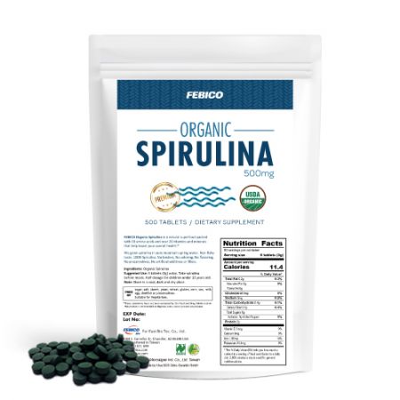 Febico Biologische Spirulina 500mg Tabletten (250g) - 100% Biologische Spirulina tabletten
