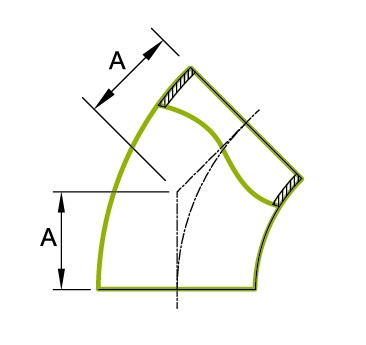 Coude de tube court 45º 1.5D 3A