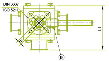 Top View : Sanitary 3 Way Ball Valve