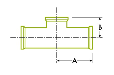 짧은 아웃렛 티 - 위생 클램프 조인트