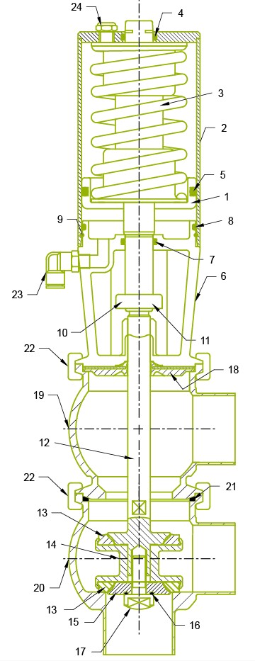 La válvula de doble asiento original