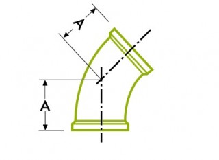 Hygienischer Klemmverbinder: 45º Bogen