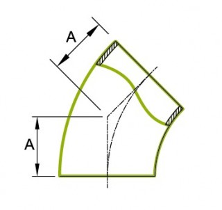 45° Короткий Трубный Изгиб 1.5D 3A